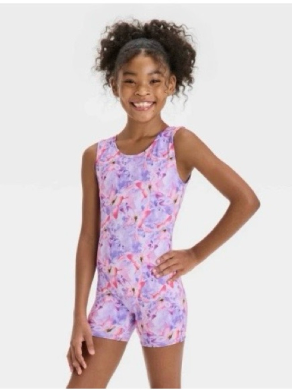 Cat & Jack Girls Purple Pink Floral Tank Unitard
